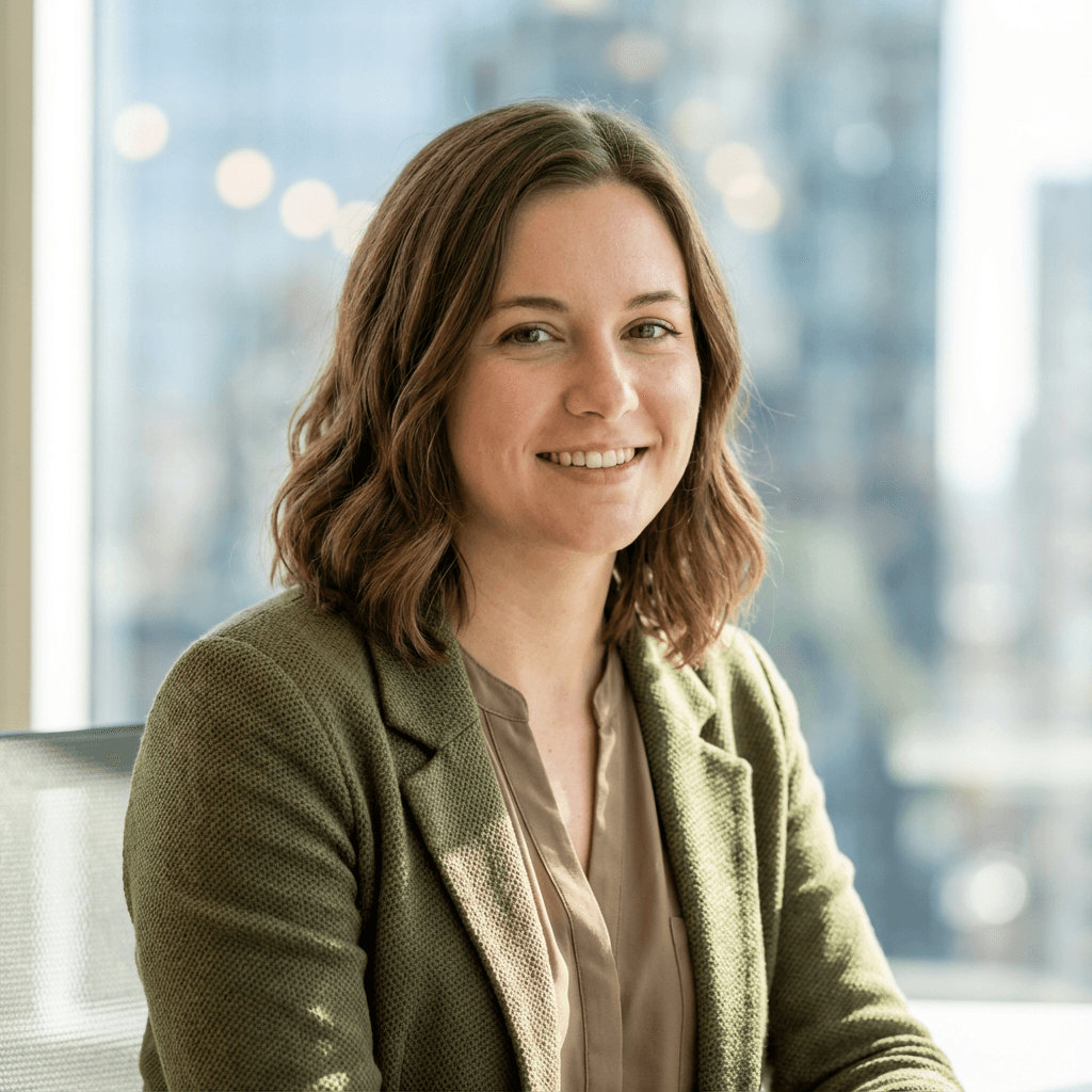 Female tourism manager in her 30s standing outdoors at a venue