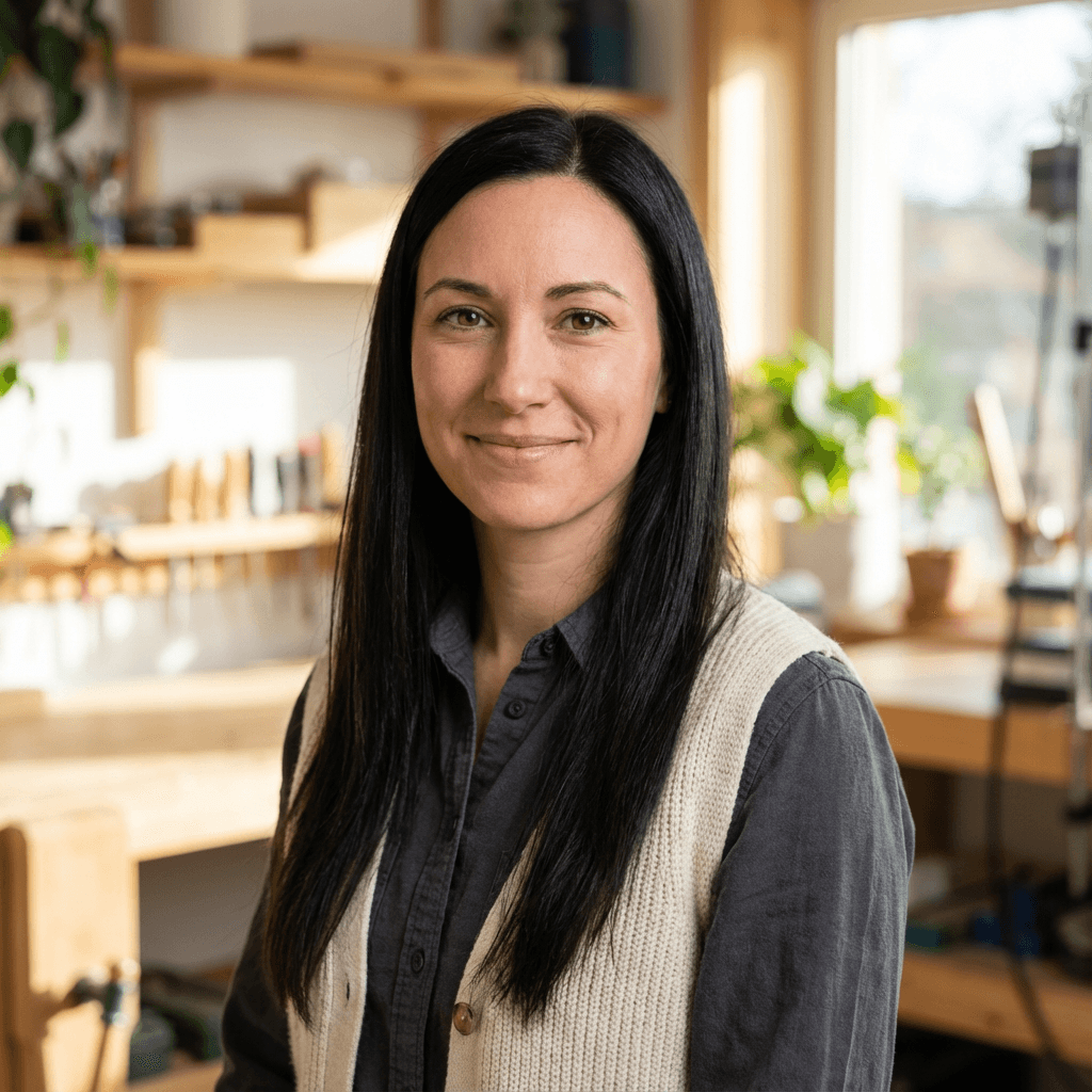 Female retail shop owner in her 40s smiling in her store